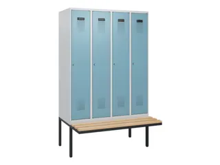 locker met bank,HxBxD 1950x1200x815mm,4vak,vak B 300mm,cilinderslot - 2