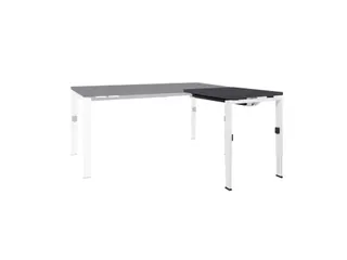 Bureau Linesto N4 aanbouwtafel 80x60cm houtprint schaduw 25mm wit - 1
