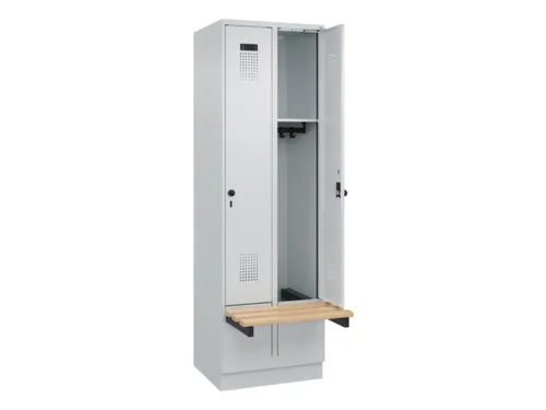 locker met bank,HxBxD 1950x600x815mm,2vak,vak B 300mm,draaigrendel
