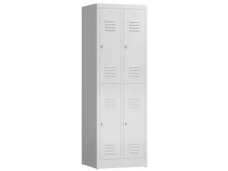 Dubbeldekse garderobekast 1800x590x500mm 2x2vak klink sokkel RAL7035 - 1