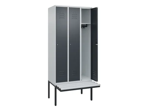 locker met bank,HxBxD 2120x900x815mm,3vak,vak B 300mm,cil.-slot