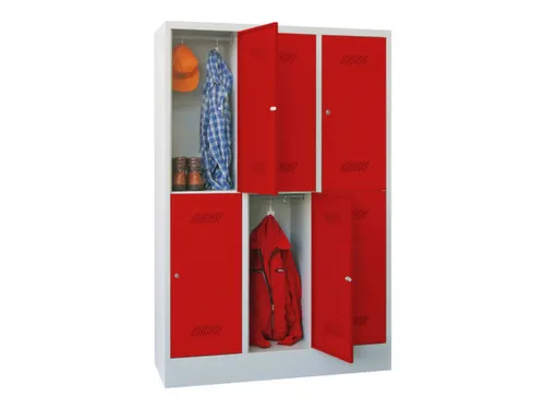 dubbeldekse locker,HxBxD 1850x1200x500mm,3x2vak.,RAL7035,front RAL3000