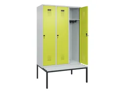 locker met bank,HxBxD 2120x1200x815mm,3vak,vak B 400mm,draaigrendel