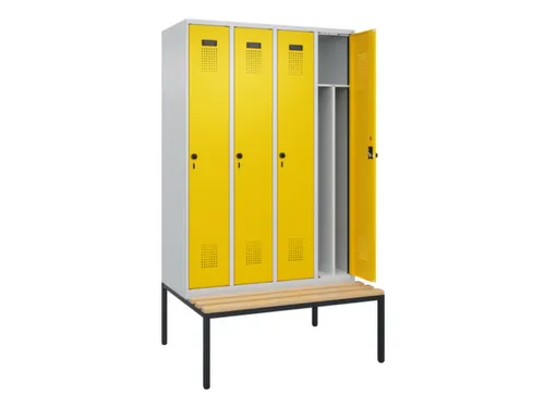 locker met bank,voor scheiding van kleding,HxBxD 2120x1200x815mm,4vak