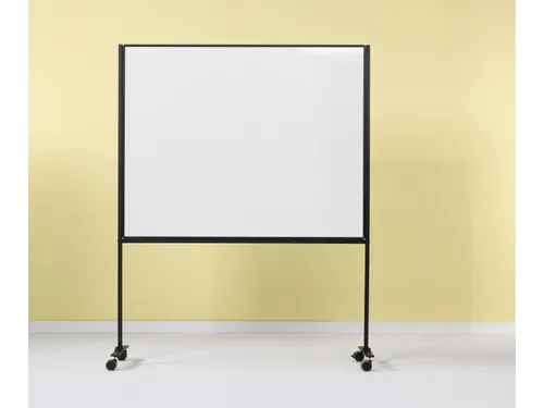Verrijdbaar Whiteboard Workboard 120x150cm Gelakt Staal zwart profiel