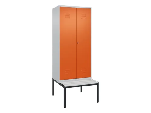 PBM-locker met bank,HxBxD 2120x800x815mm,2vak,vak B 400mm,cil.-slot