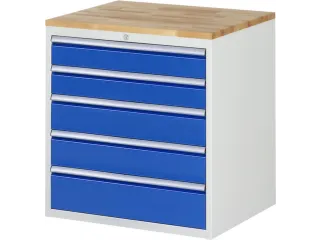 ladekast 825x770x650mm 5laden cilinderslot RAL7035 RAL5010 beuken - 1