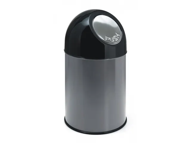Afvalbak met pushdeksel en binnenemmer 30 Liter Metallic