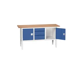 werkbank,HxBxD 830-930x1750x600mm,multiplexblad,uitrusting: 3laden