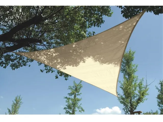 Voile solaire perméable triangulaire 5x5x5m Champagne