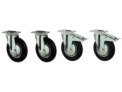 zwenkwiel,4zwenkwielen,draagverm. 100kg,rubber-banden,ØxB 125x37mm