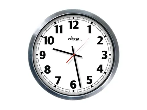 Radiowandklok Aluminium Ø 50cm Cijferaanduiding Vlak Mineraalglas