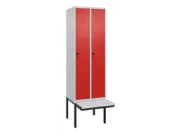 locker met bank,HxBxD 2120x600x815mm,2vak,vak B 300mm,draaigrendel