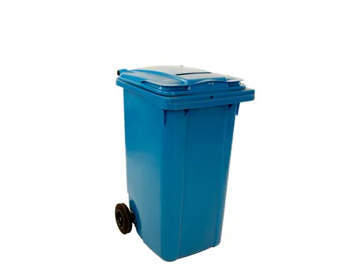 Container Met Papiergleuf En Slot Blauw
