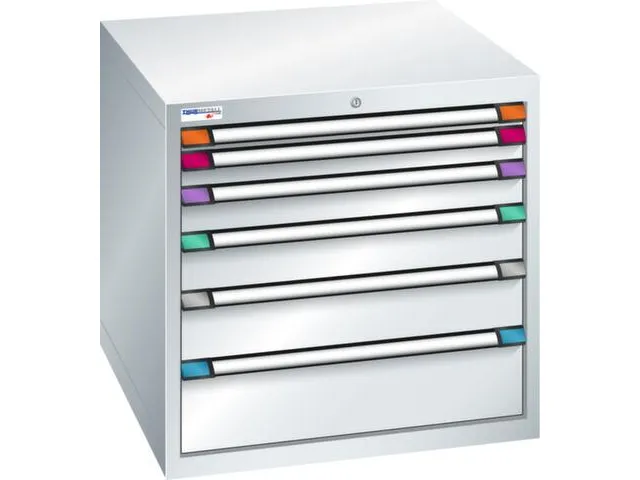 ladekast,HxBxD 800x805x695mm,6lade(n),cil.-slot,RAL7035,front RAL7035