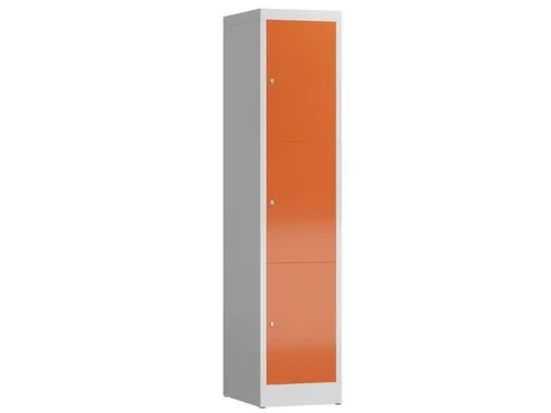 Lockerkast 1800x415x500mm 1x3 vakken cilinderslot, sokkel, RAL3000
