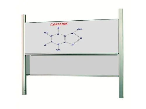 Schoolbord Dubbelvlaksbord 120x300cm Verstelbaar Kolom Wit Emaille