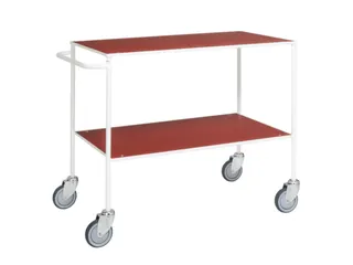 tafelwagen,draagverm. 150kg,2xstaalplaat,staaletage,wit,TPE-banden - 1