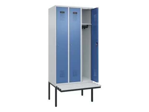 locker met bank,HxBxD 2120x900x815mm,3vak,vak B 300mm,cilinderslot