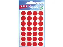 Ronde Etiketten in Etui Diameter Ø15mm, Rood, 168 Stuks, 28 per Blad