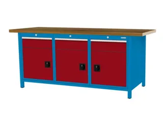 werkbank,HxBxD 860x2000x750mm,onderstel RAL5012,fronten RAL3003 - 3