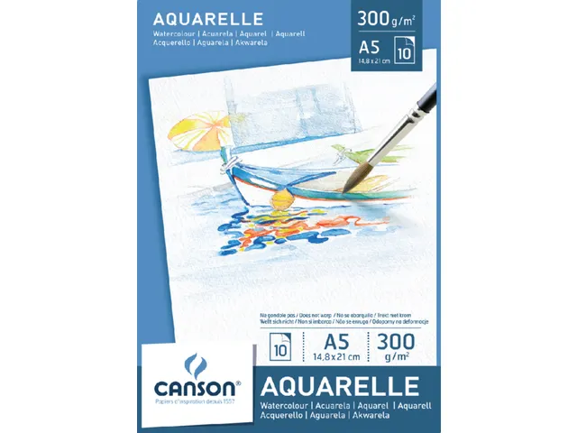 Aquarelpapier Canson Graduate Watercolour 20vel 250gr A5 natuurlijk wi