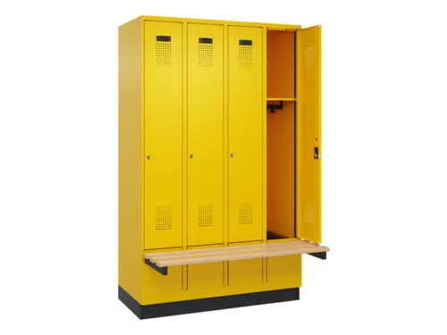 locker met bank,HxBxD 1950x1200x815mm,4vak,vak B 300mm,cilinderslot