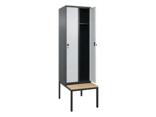 locker met bank,HxBxD 2120x600x815mm,2vak,vak B 300mm,draaigrendel - 2