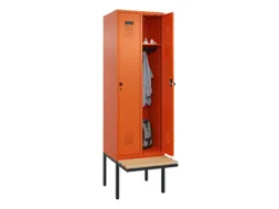 locker met bank,HxBxD 2120x600x815mm,2vak,vak B 300mm,draaigrendel