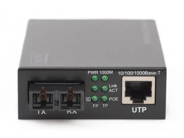 Gigabit PoE Media Converter RJ45/SC MM PSE 30W SC-connector tot 0,5 km