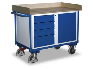 Tafel- En Kastwagen 400kg Laadvl. Lxb 1125x625mm 1 Kast 4 Laden Ral501 - 1