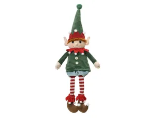Decoris Kerstdecoratie Elf zittend met hangende benen 60cm - 1