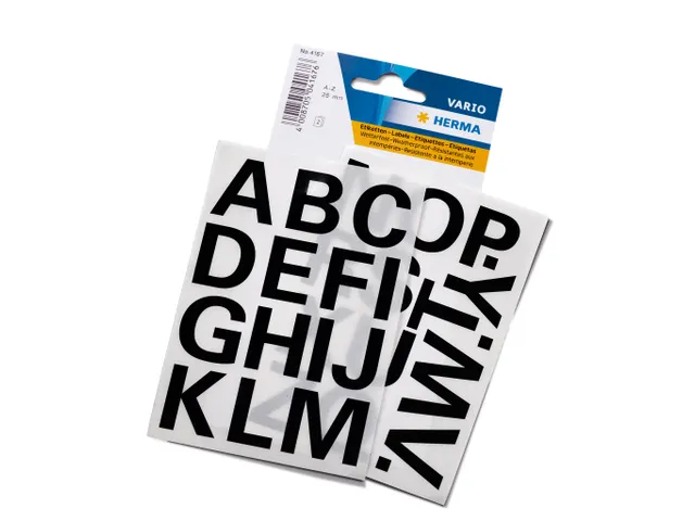 Etiket Herma 4167 25mm Letters A-Z Zwart Folie 28 stuks
