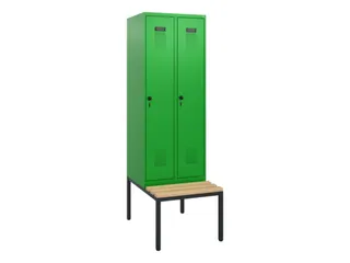 locker met bank,HxBxD 1950x600x815mm,2vak,vak B 300mm,draaigrendel - 2