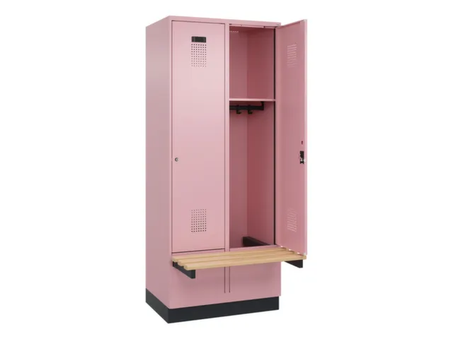 locker met bank,HxBxD 1950x800x815mm,2vak,vak B 400mm,cilinderslot