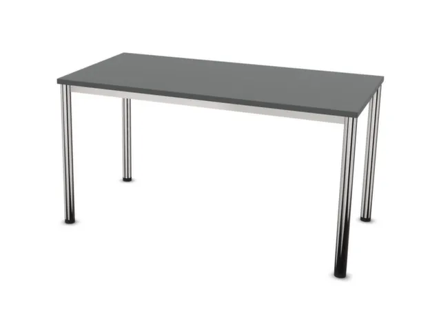 Vergadertafel Hxbxd 74x140x70cm 4-poots Verchroomd Ms-donkergrijs
