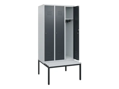locker met bank,HxBxD 1950x900x815mm,3vak,vak B 300mm,cil.-slot