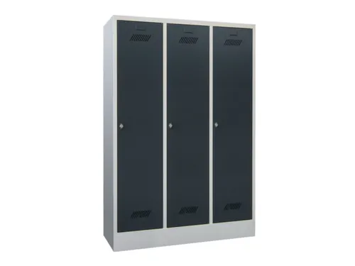 lockerkast,HxBxD 1850x1200x500mm,3vak,RAL7035,front RAL7016