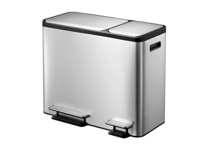 Ecocasa Recycler Pedaalemmer 30+15 Liter mat RVS