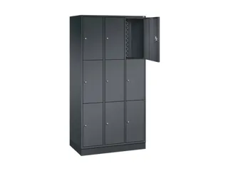 lockerkast,HxBxD 1950x920x500mm,3x3vakken,cil.-slot,sokkel - 1