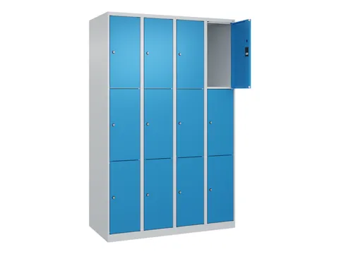 lockerkast,HxBxD 1850x1200x500mm,4x3vakken,vak B 300mm,cil.-slot