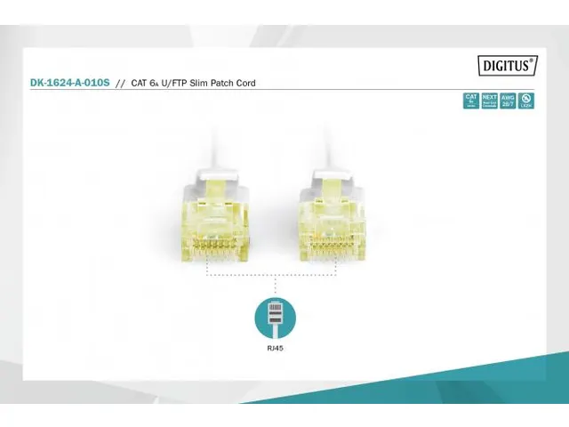 CAT 6A U-FTP Slim Patchkabel Cu LSZH AWG 28/7 Lengte 1m Grijs