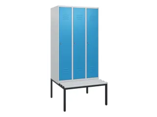 locker met bank,HxBxD 1950x900x815mm,3vak,vak B 300mm,cil.-slot - 1