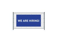 Hekwerkbanner 300x140 cm Blauw met Engelse Print WE ARE HIRING