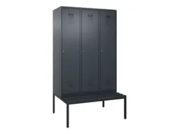 locker met bank,voor scheiding van kleding,HxBxD 2120x1200x815mm,3vak