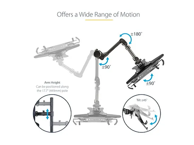 Bras pour ordinateur portable ou écran Noir