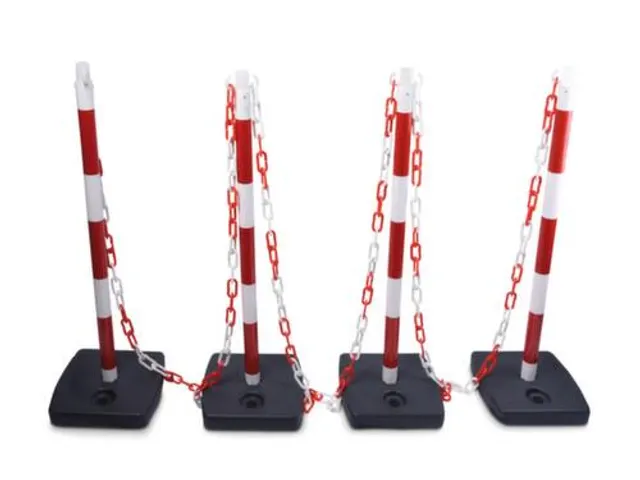 set kettingstaanders,4xpalen,4xvoet,4xketting,paal HxØ 930x40mm