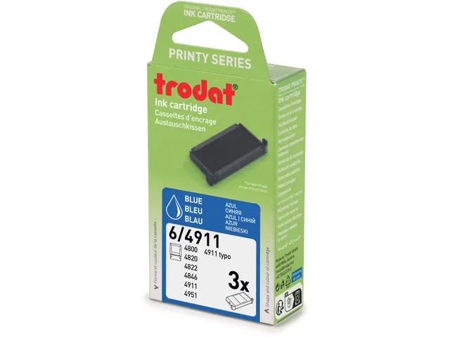 Trodat Vervangkussen voor stempel 4911/4820/4822/4846 3 stuks Blauw