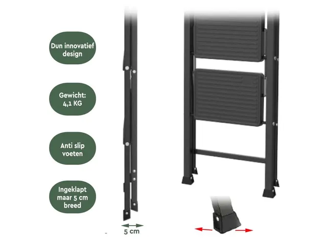 Escabeau aluminium 2 marches SL200 noir