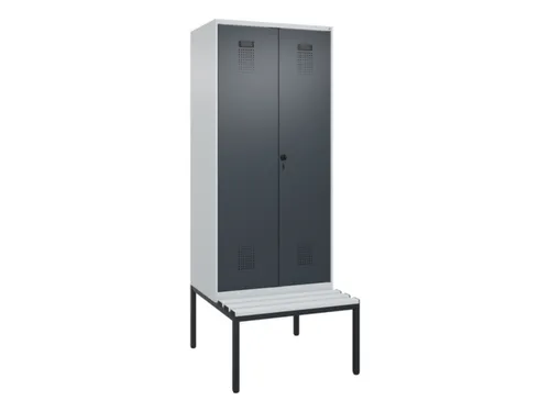 PBM-locker met bank,HxBxD 2120x800x815mm,2vak,vak B 400mm,draaigrendel